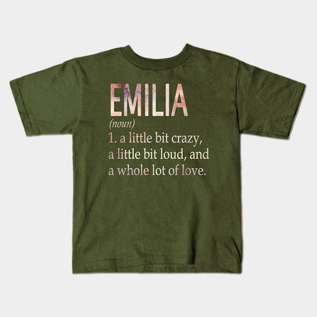 Emilia Girl Name Definition Kids T-Shirt by ThanhNga